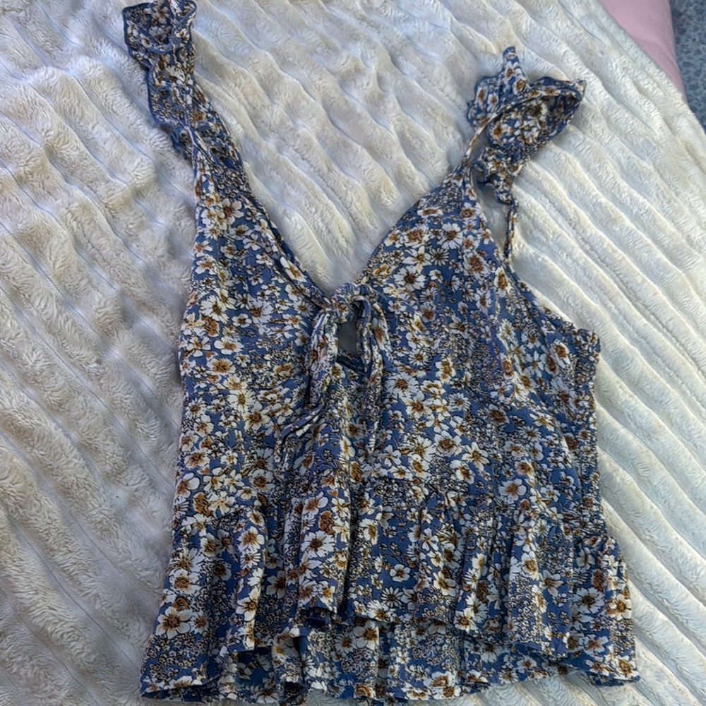 Patrons of Peace Yellow Ruffled Peplum Blouse